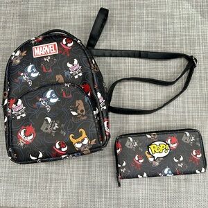 Funko POP Loungefly Marvel Venom Mini Backpack and Wallet Set. New Without Tags